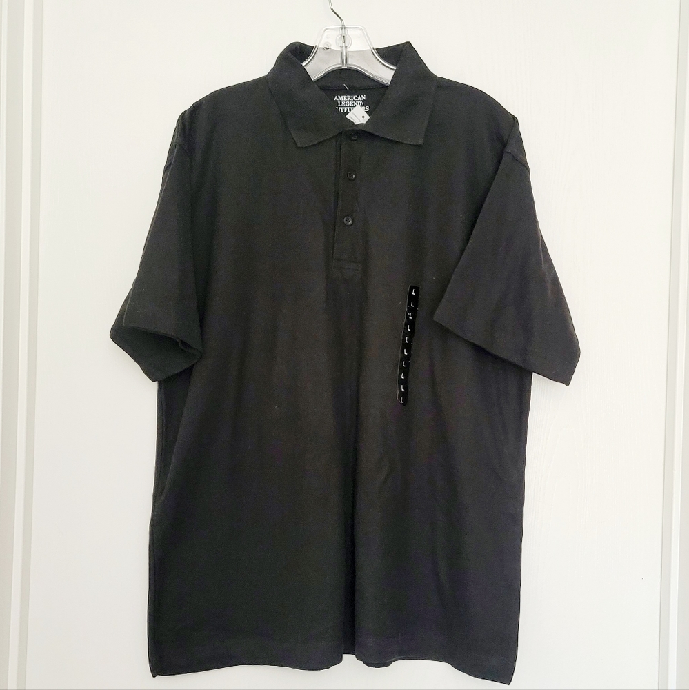 American Legend Outfitters Size Large BLACK Collared Polo Men Shirt